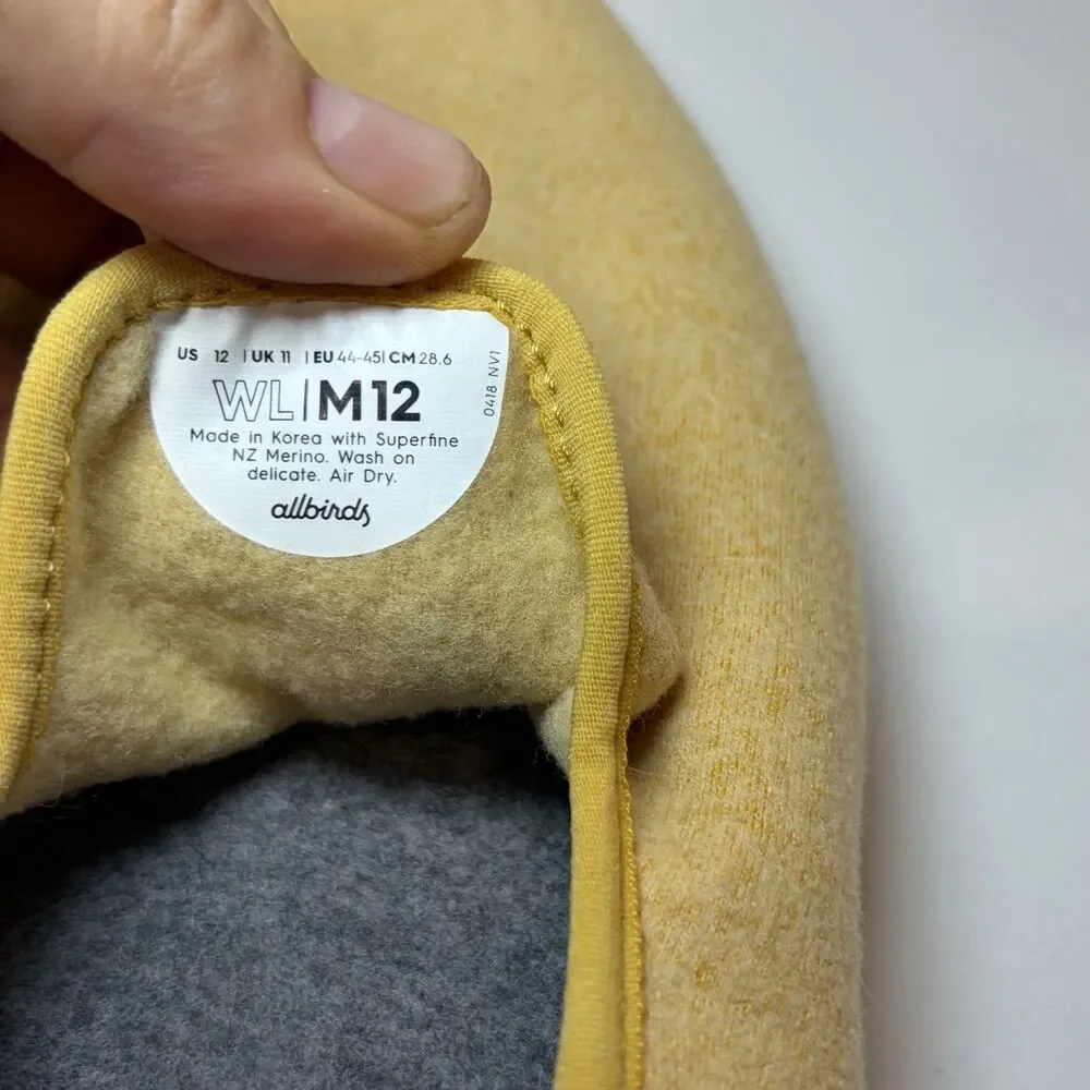 AllBirds Wool Lounger Yellow Slip On Loafer Mens Size 12 Natural Comfort